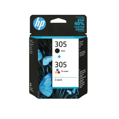 Hp 305 2-pack tri-color - black HP Inc 6ZD17AE